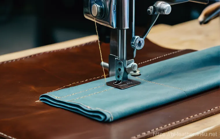 가죽공예 고급 재봉틀 사용법 - Prompt 1: The Meticulous Artisan at the Advanced Sewing Machine**