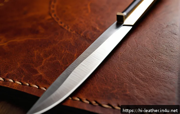 가죽공예 데일리백 만들기 - A close-up image of a full-grain leather sheet showcasing its natural texture and unique markings, p...