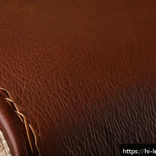 가죽공예 공예 작품 전시 - A close-up, high-resolution image of a premium leather jacket sleeve showcasing natural leather text...